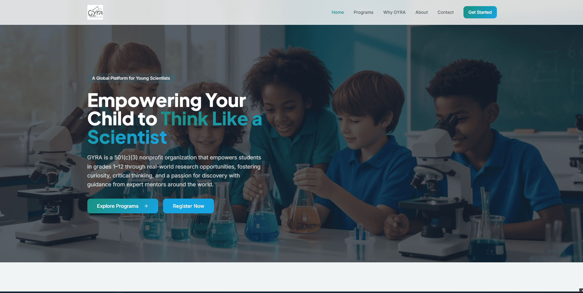 Screenshot of the GYRA website
